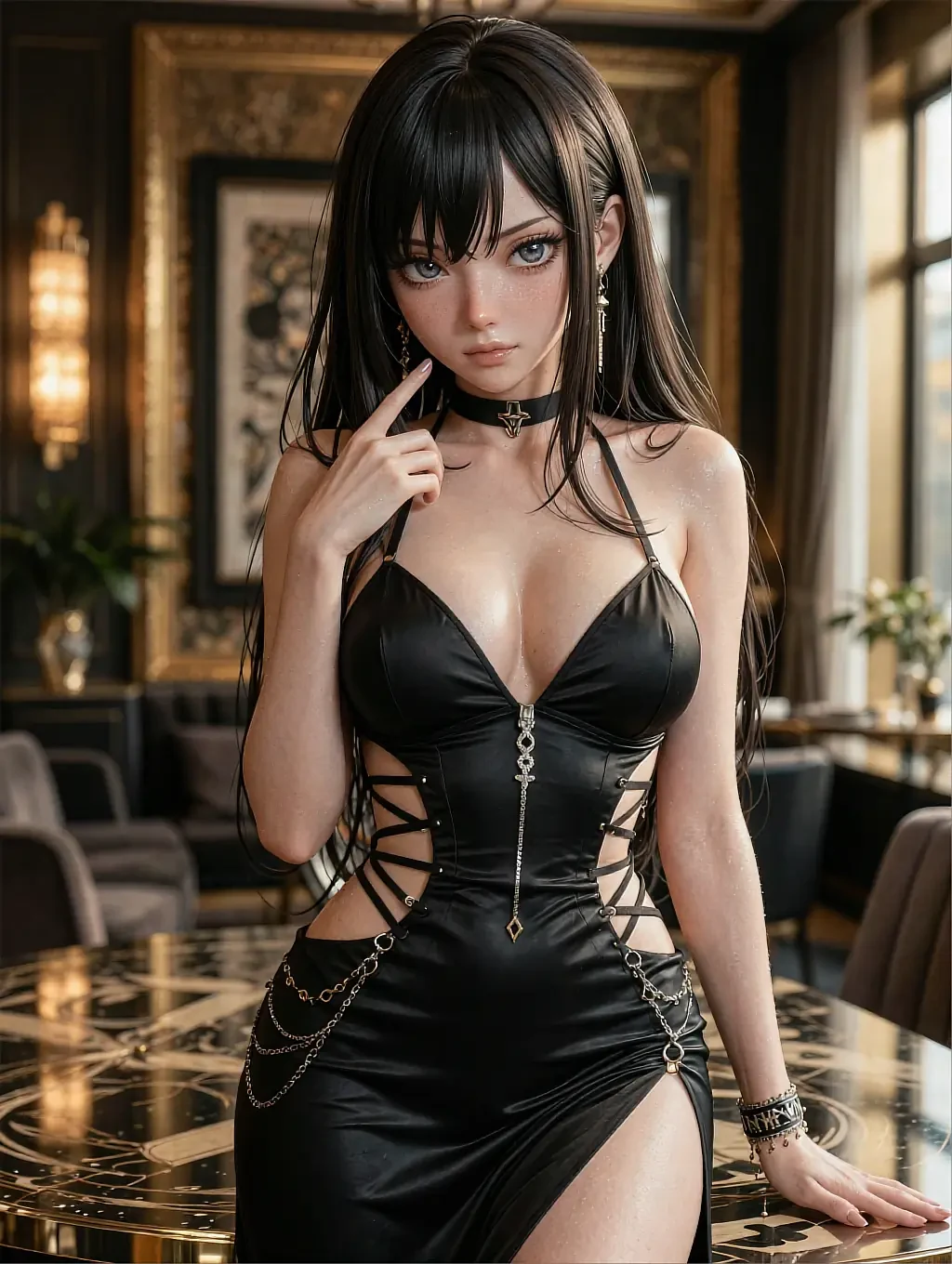 Fictional AI character featured on the third landing page, in a doorway